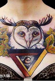 chest owl tattoo pattern