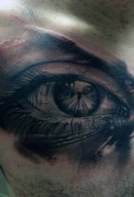 Chest realistic eye tattoo pattern
