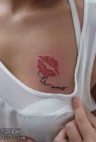 chest sexy kiss tattoo pattern