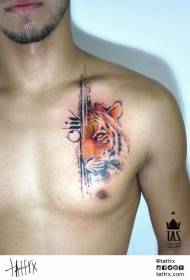 chest color creative style tiger tattoo pattern
