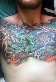 styl ilustracji w klatce piersiowej różne wzory tatuaży dinozaurów