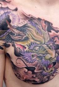 chest purple dragon tattoo pattern