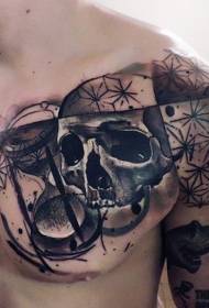 полу-декоративна шема со шема на тетоважи со череп и песочен часовник