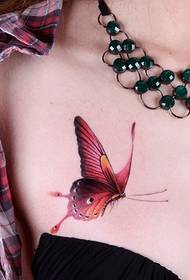 chest elegant butterfly tattoo