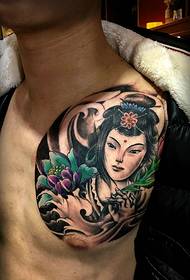 chest The first exquisite ancient beauty portrait tattoo picture