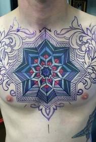 flerfarvede mandala dekorative tatoveringsmønstre i brystet