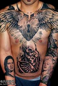 chest love wings tattoo pattern