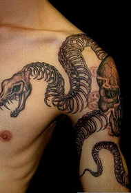 men's chest snake bone tattoo picture recommended
