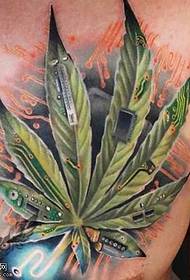 patrón de tatuaxe de follas de marihuana no peito