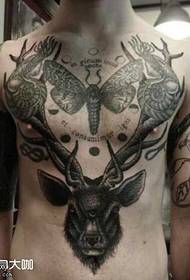 chest deer moth tattoo pattern