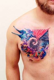 chest beautiful Watercolor style tattoo pattern