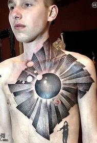 chest black hole too ball tattoo pattern