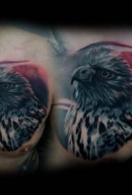 chest realistic style color eagle tattoo pattern