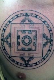 chest Interesting round decorative tattoo pattern