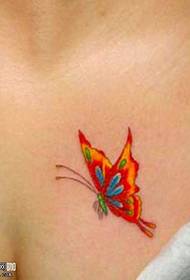 chest red butterfly tattoo pattern