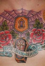modello di tatuaggio dipinto clessidra fiore candela clessidra petto