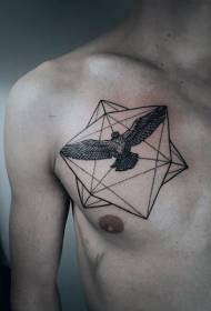 chest small geometry with eagle tattoo pattern
