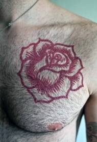 chest Fantastic red rose tattoo pattern