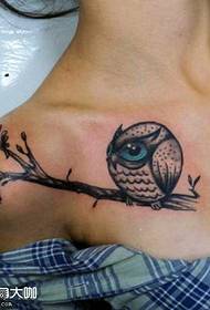 chest cute owl tattoo pattern