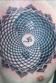 chest Indian style yin and yang gossip tattoo pattern