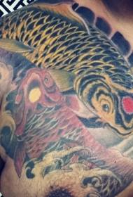 chest Japanese traditional color squid tattoo pattern