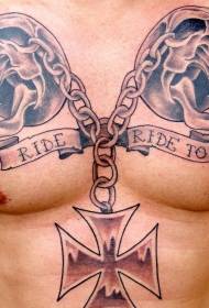 lanac prsnog koša i križ tetovaža uzorak