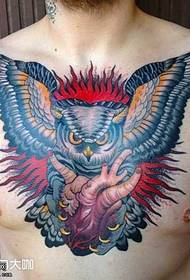 vzorec tetovaže prsnega sova