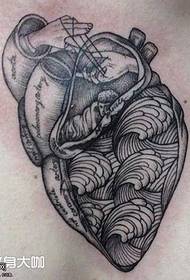 Chest Heart tattoo pattern
