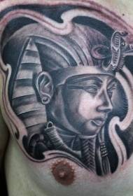 chest color Egyptian pharaoh statue tattoo pattern
