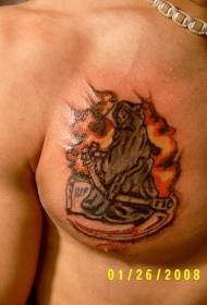 Uzorak tetovaže plamena i smrti prsa
