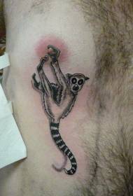 Këscht witzeg schwaarz a wäiss Lemur Tattoo Muster
