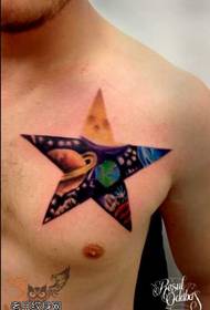 chest five-star tattoo pattern