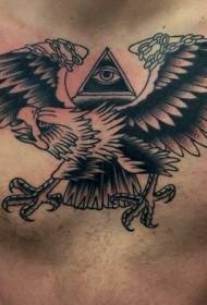 Chest Mystery Style Eagle uye Geometric Ziso Tattoo Yepatani