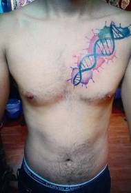 chest colorful splash ink DNA symbol tattoo pattern