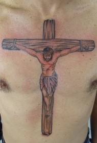 예수의 십자가에 못 박힌 색 문신 패턴