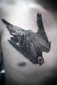chest flying eagle realistic tattoo pattern