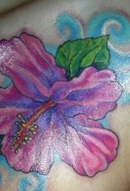 Chest Purple Hibiscus Flower Tattoo Pattern