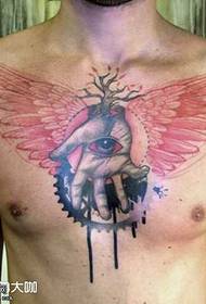 chest hand wing eye tattoo pattern