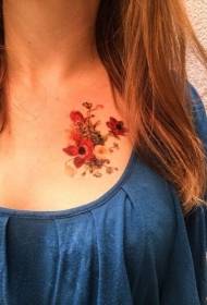 culore di pettu anzianu Pattern di tatuaggi di fiori di scola