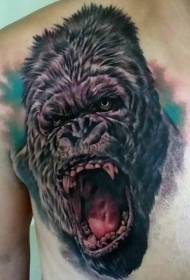 umbala wombala wokubhabha kwe-gorilla tattoo pateni