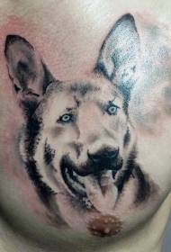 I-Chest Surreal German Shepherd Portrait tattoo tattoo