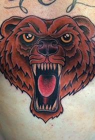 male front full of angry bear tattoo pattern