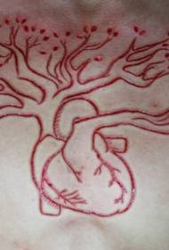 chest heart growth Out of the tree cut meat tattoo pattern