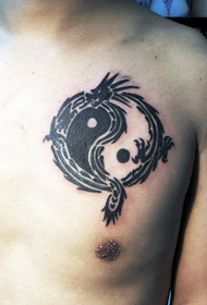 male chest classic Tai Chi gossip tattoo