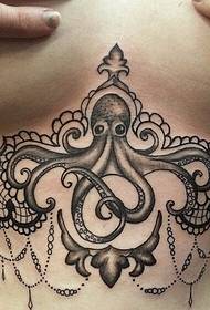female chest atmosphere of the octopus tattoo pattern