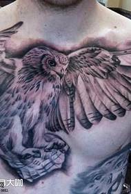 chest owl tattoo pattern