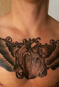 man full-breasted wings true heart tattoo picture