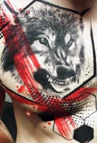 barva prsnega koša realističen vzorec volčje glave volk tatoo