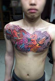 glamorous flower chest evil dragon tattoo picture