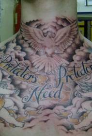chest pigeon in paradise with angel tattoo pattern